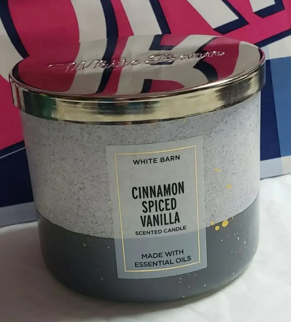 BBW Cinnamon Spiced Vanilla Large 3 Wick Candle Home Fragrance Decor